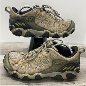 Oboz Sawtooth Low Mens 10.5 Hiking Shoes Tan Olive Green Trail Walking Sneakers
